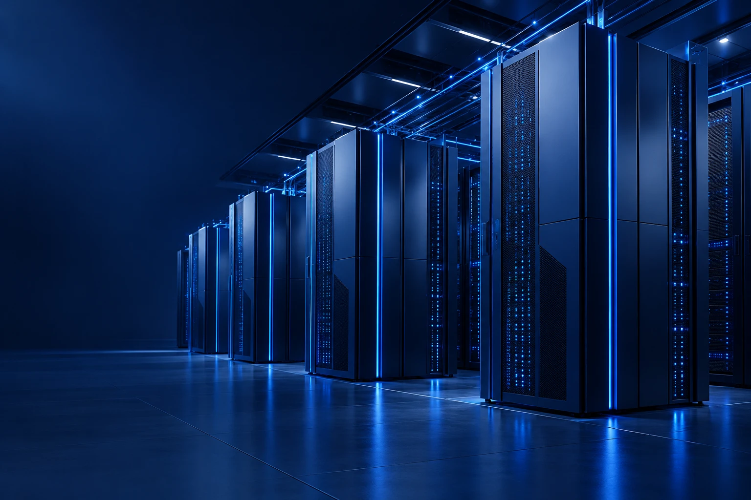 Conceptual blue enterprise computing infrastructure